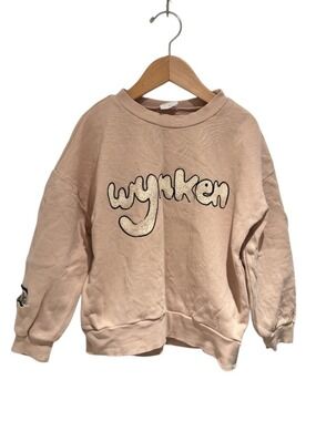 WYNKEN cream/blush pink oversized graphic print sweatshirt - size 4